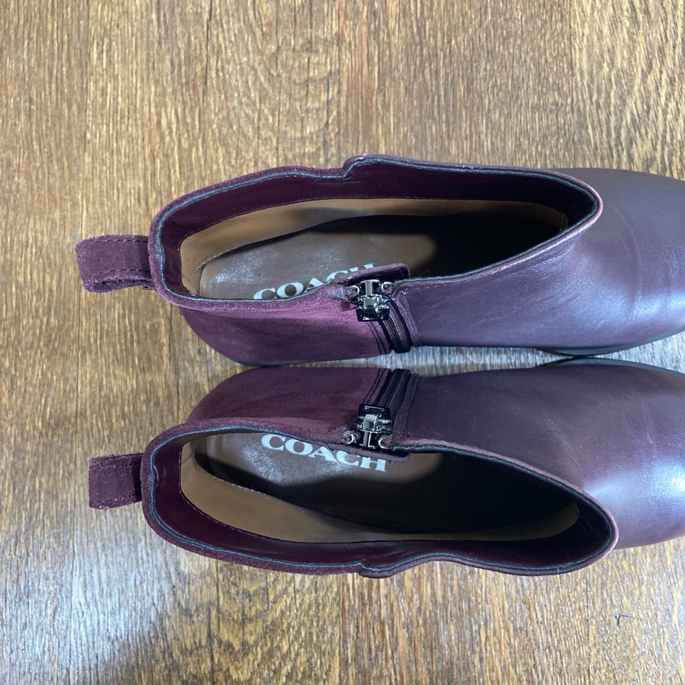 Coach Carmen Ankle Boot Warm Oxblood Suede/Leather Women’s Size 9B - Picture 5 of 11